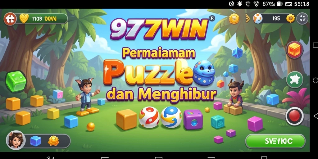 Tampilan gameplay menarik 9777WIN dengan teka-teki warna-warni.