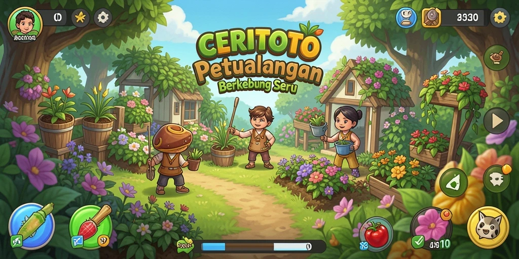 Gameplay CERITOTO menampilkan petani yang merawat ladang dengan penuh cinta.