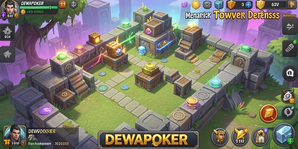 Tangkapan layar DEWAPOKER menampilkan pertempuran Tower Defense yang mendebarkan.