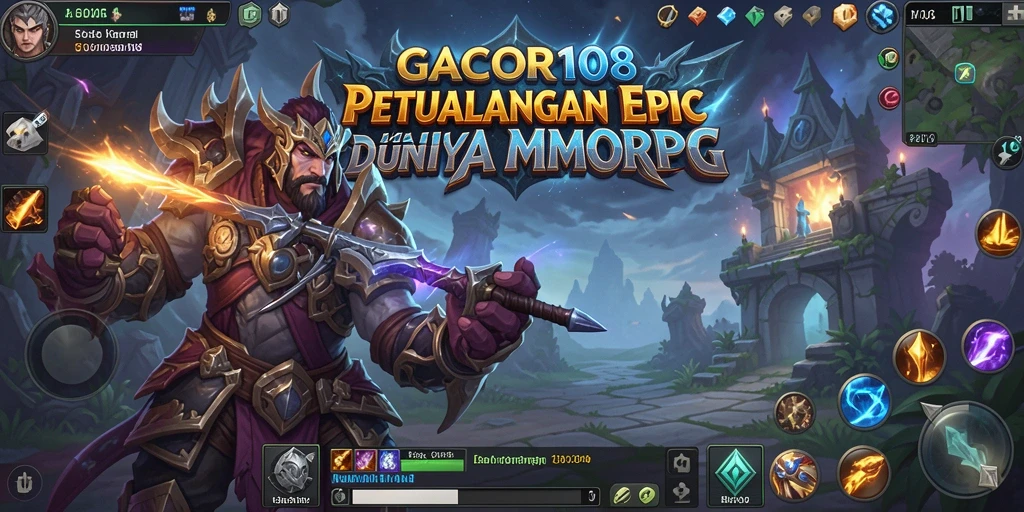 Screenshot GACOR108 menunjukkan pertempuran seru di dunia MMORPG.