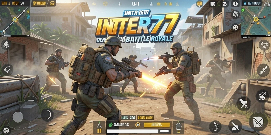 Gameplay seru INTER77 dengan aksi Battle Royale yang mendebarkan.