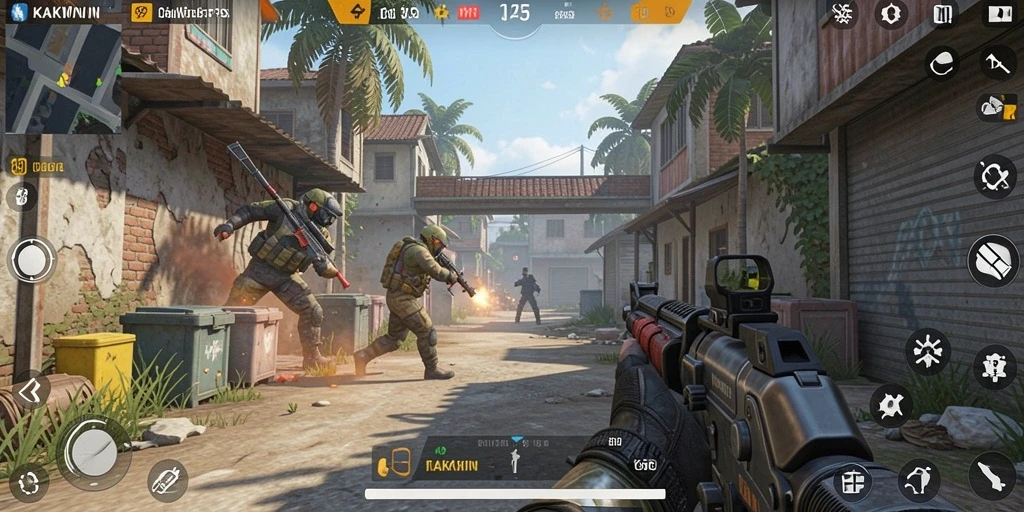 Gameplay seru KAKWIN dengan aksi tembak-menembak yang mendebarkan.