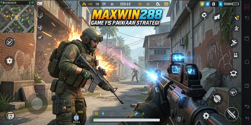 Gameplay mendebarkan dari MAXWIN288 dalam mode FPS.