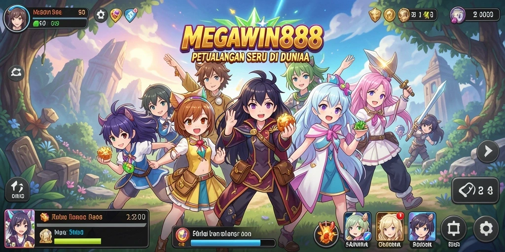 Tampilan seru dari gameplay MEGAWIN888 yang penuh warna.